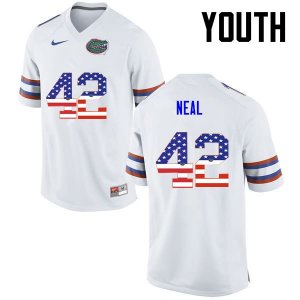 Youth Florida Gators #42 Keanu Neal NCAA Nike White USA Flag Fashion Authentic Stitched College Football Jersey JGH4562JK